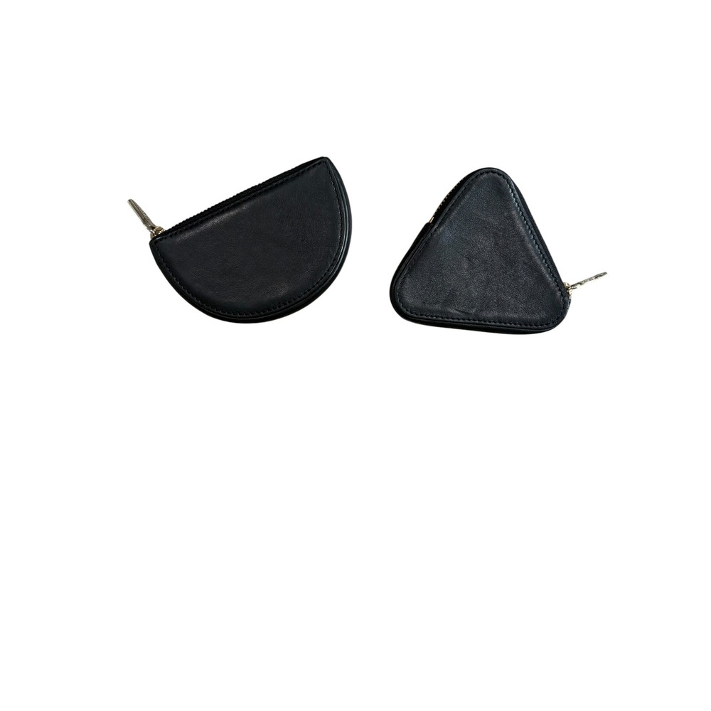 Lot 2 Cuyana Sustainable Leather Pouch Half Moon Triangle Coin Purse Card Holder